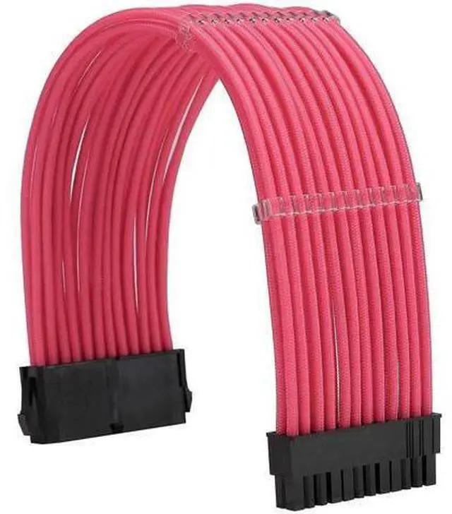 Alt view image 4 of 6 - Pink Braided PSU Sleeved Extension Cable Kit, 18AWG ATX 24Pin + EPS 8Pin + PCIe 8Pin with Cable Combs for Motherboard & Graphics Card