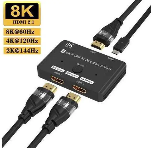 Main image of Bi-Directional HDMI 2.1 Switch 2 in 1 Out / 1 in 2 Out, 48Gbps 8K@60Hz 4K@120Hz HDMI Switcher, Dynamic HDR & Dolby Atmos Supported, Compatible with QLED TV, PS5, Xbox, Fire Stick