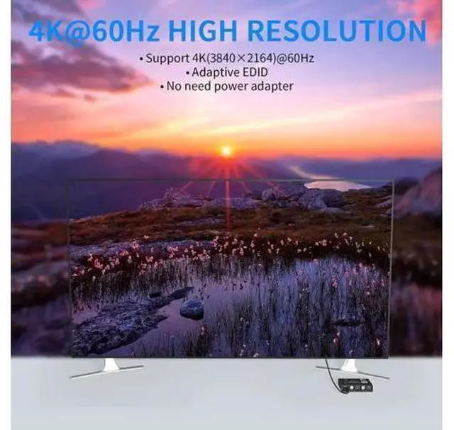 Alt view image 4 of 7 - 2 Port 4K@60Hz HDMI KVM Switch 2 In 1 Out, 2 PCs Share 1 Monitor with 3 USB Hub & One-Button Switch