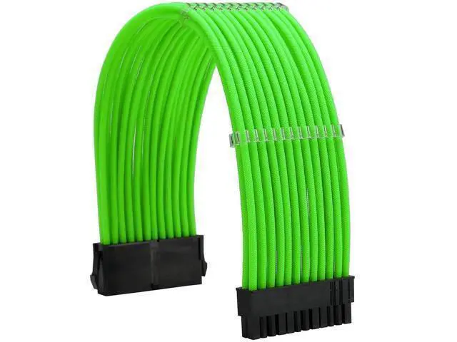 Alt view image 3 of 6 - Green Braided PSU Sleeved Extension Cable Kit, 18AWG ATX 24Pin + EPS 8Pin + PCIe 8Pin with Cable Combs for Motherboard & GPU
