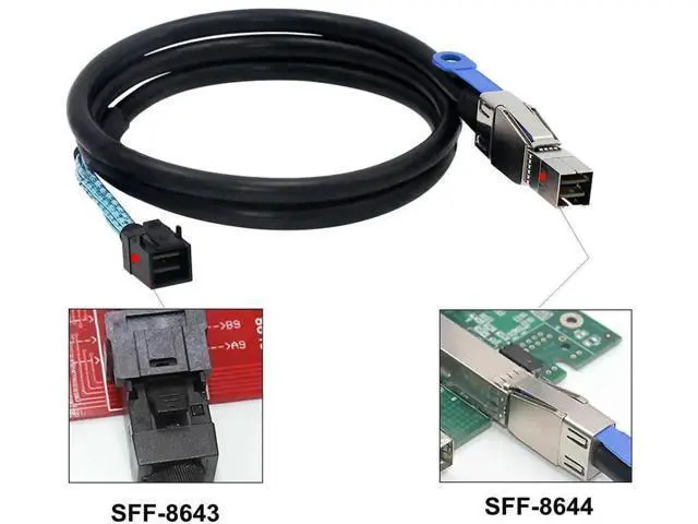 Alt view image 6 of 6 - 2 Pack 1m (3.3FT) External Mini SAS HD SFF-8644 to Internal SFF-8643 Cable, High Speed Server RAID Storage Data Cable for HDD SSD Expansion