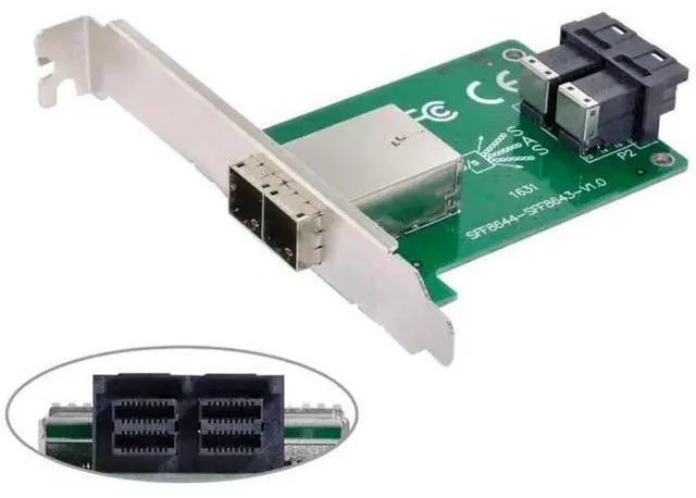 Main image of Mini SAS HD SFF-8644 to Dual SFF-8643 Adapter Card with Full Height Bracket, External SFF8644 to Internal 2 Port SFF8643 Mini SAS Server Data Converter for Storage RAID Card