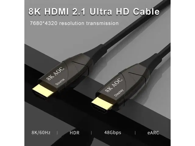 Alt view image 5 of 7 - Ultra AOC High Speed HDMI Cable - 100 Feet - Black, 8K@120Hz, Dynamic HDR, 48Gbps, Fiber Optic, Earc, AOC, Ycbcr 4
