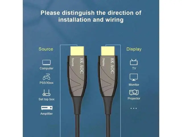 Alt view image 6 of 7 - Ultra AOC High Speed HDMI Cable - 100 Feet - Black, 8K@120Hz, Dynamic HDR, 48Gbps, Fiber Optic, Earc, AOC, Ycbcr 4
