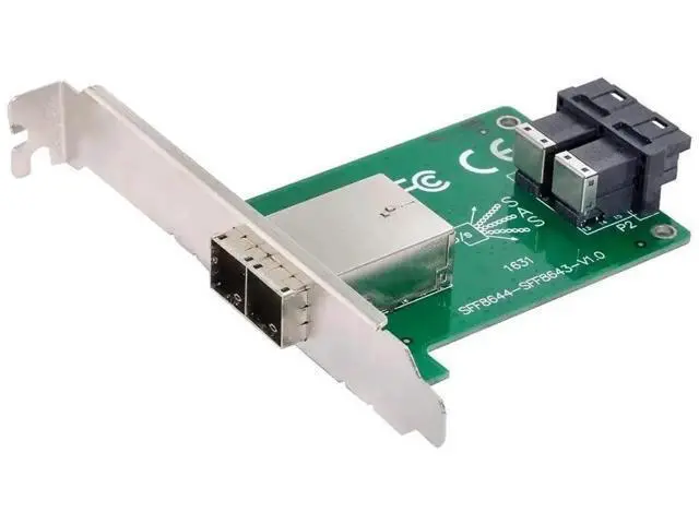 Alt view image 6 of 7 - Mini SAS HD SFF-8644 to Dual SFF-8643 Adapter Card with Full Height Bracket, External SFF8644 to Internal 2 Port SFF8643 Mini SAS Server Data Converter for Storage RAID Card
