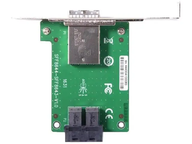 Alt view image 5 of 7 - Mini SAS HD SFF-8644 to Dual SFF-8643 Adapter Card with Full Height Bracket, External SFF8644 to Internal 2 Port SFF8643 Mini SAS Server Data Converter for Storage RAID Card