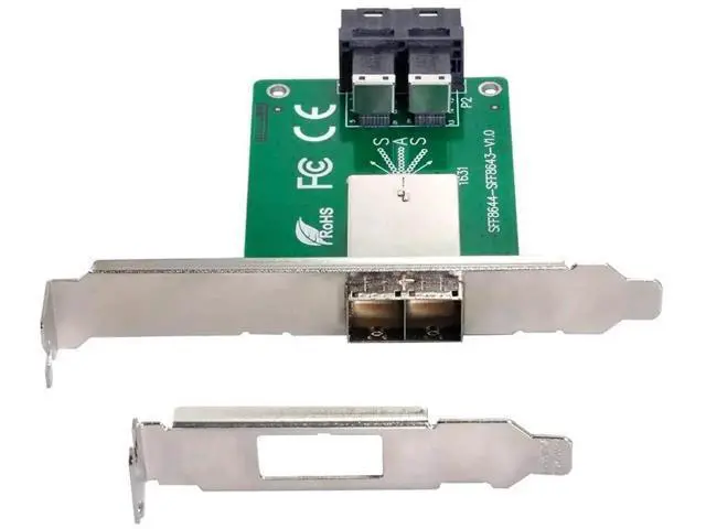 Alt view image 4 of 7 - Mini SAS HD SFF-8644 to Dual SFF-8643 Adapter Card with Full Height Bracket, External SFF8644 to Internal 2 Port SFF8643 Mini SAS Server Data Converter for Storage RAID Card