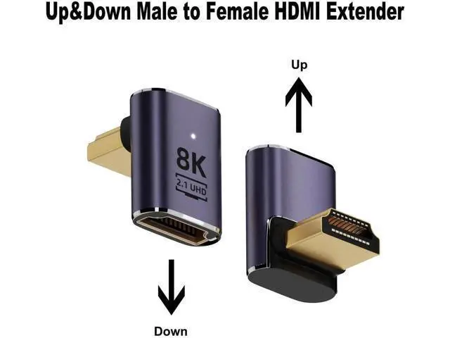 Alt view image 3 of 6 - 6 Pack Aluminum Alloy HDMI 2.1 Adapter Kit, 8K@60Hz 4K@120Hz Multi-Angle HDMI Extender, 90°/270° Up/Down/Left/Right Male to Female, Female to Female & Male to Male HDMI Coupler for PS5 Monitor HDTV PC