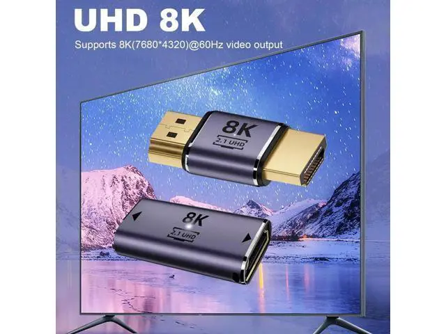 Alt view image 2 of 6 - 6 Pack Aluminum Alloy HDMI 2.1 Adapter Kit, 8K@60Hz 4K@120Hz Multi-Angle HDMI Extender, 90°/270° Up/Down/Left/Right Male to Female, Female to Female & Male to Male HDMI Coupler for PS5 Monitor HDTV PC