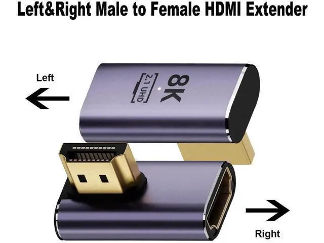 Alt view image 5 of 6 - 6 Pack Aluminum Alloy HDMI 2.1 Adapter Kit, 8K@60Hz 4K@120Hz Multi-Angle HDMI Extender, 90°/270° Up/Down/Left/Right Male to Female, Female to Female & Male to Male HDMI Coupler for PS5 Monitor HDTV PC