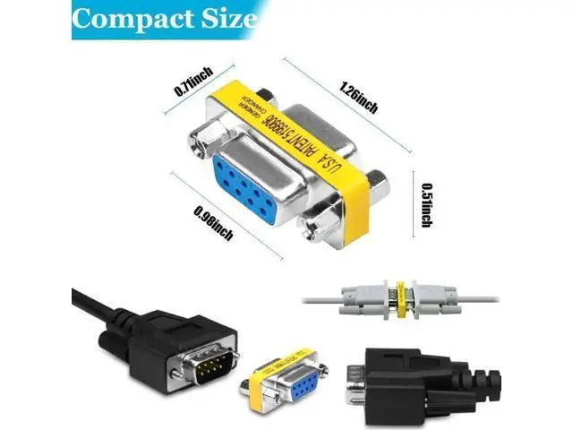 Alt view image 5 of 7 - 10 Pack DB9 9Pin RS232 Serial Gender Changer Coupler, Male to Male & Female to Female DB9 Serial Port Adapter Connector