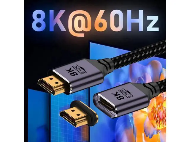 Alt view image 5 of 7 - 200cm Magnetic HDMI 2.1 Cable Type A Male to Male Straight Cord, 8K High Speed for Laptop HDTV Monitor