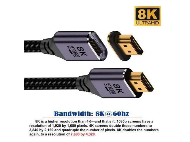 Alt view image 7 of 7 - 200cm Magnetic HDMI 2.1 Cable Type A Male to Male Straight Cord, 8K High Speed for Laptop HDTV Monitor