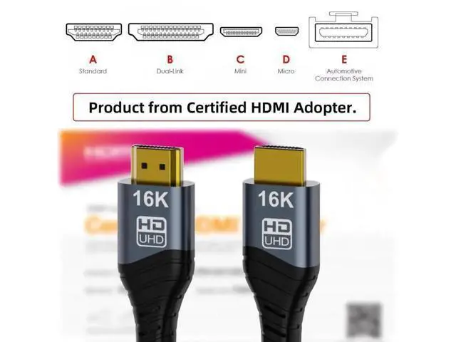 Alt view image 4 of 7 - 200cm HDMI 2.2 Type A Male to Male Cable, 96Gbps High Speed Cord Supports 16K 8K 4K UHD for Laptop Desktop HDTV Monitor