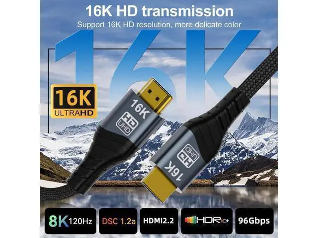 Alt view image 6 of 7 - 200cm HDMI 2.2 Type A Male to Male Cable, 96Gbps High Speed Cord Supports 16K 8K 4K UHD for Laptop Desktop HDTV Monitor