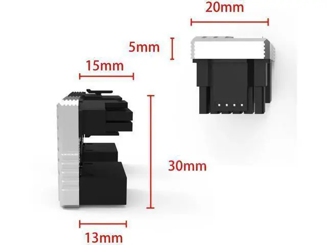 Alt view image 4 of 6 - 180 Degree U-Turn 12VHPWR 16Pin PCIe 5.0 GPU Power Adapter, Silver 12VHPWR Male to Female Angled Connector for RTX 40/50 Series Graphics Card PC Chassis Cable Management
