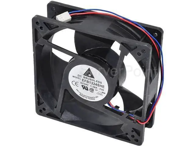 Alt view image 3 of 4 - EFB1324SHE DC 24V 1.38A 3-Wire Server Cooling Fan, 127x127x38mm High Airflow Ball Bearing Axial Fan for Server, Industrial Inverter, Cabinet Equipment