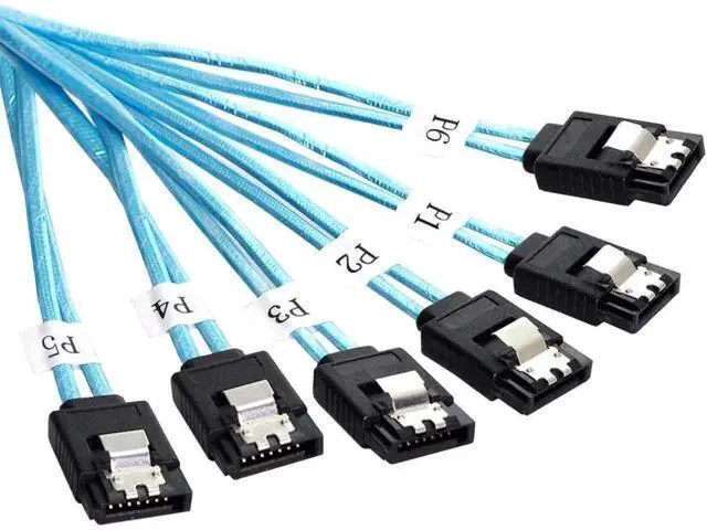 Alt view image 3 of 3 - 100cm Internal 6 SATA 7Pin Male to Male RAID Cable, SATA III 6Gbps Multi Hard Drive Data Cable for SAS Host Server Storage Backplane
