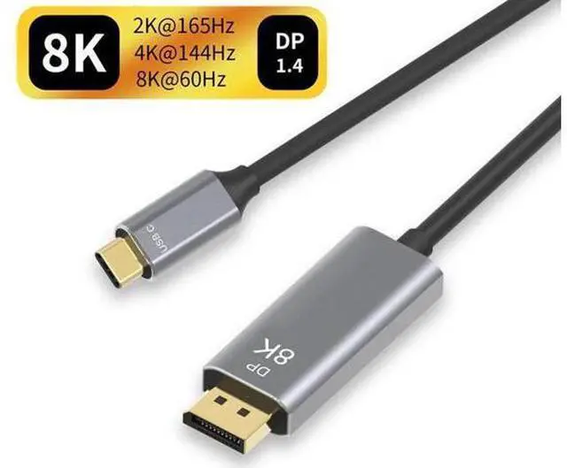 Main image of USB C to DisplayPort 1.4, 8K 60Hz Thunderbolt 4/3 /USB4 to DP Cable 10FT/3M(4K 60Hz 144Hz 120Hz 2K 240Hz) 32.4Gbps HBR3 Alt Mode Adapter for Mac Studio, MacBook Pro, XPS Black