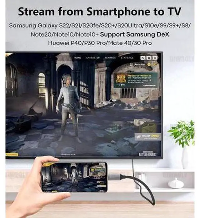 Alt view image 6 of 7 - USB C to DisplayPort 1.4, 8K 60Hz Thunderbolt 4/3 /USB4 to DP Cable 10FT/3M(4K 60Hz 144Hz 120Hz 2K 240Hz) 32.4Gbps HBR3 Alt Mode Adapter for Mac Studio, MacBook Pro, XPS Black