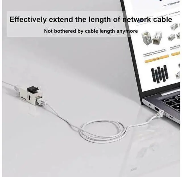 Alt view image 3 of 7 - 10 Pack Silver Shielded Cat6 RJ45 Inline Coupler, STP Female to Female Keystone Insert Ethernet Extension Connector, 10Gbps Network Cable Extender Compatible with Cat6/Cat5e/Cat5