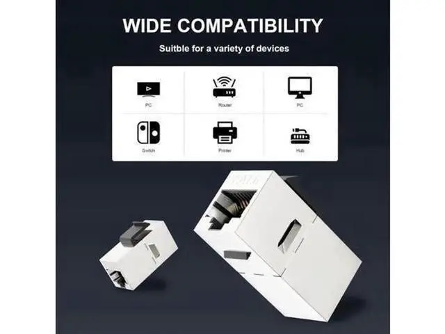 Alt view image 2 of 7 - 10 Pack Silver Shielded Cat6 RJ45 Inline Coupler, STP Female to Female Keystone Insert Ethernet Extension Connector, 10Gbps Network Cable Extender Compatible with Cat6/Cat5e/Cat5