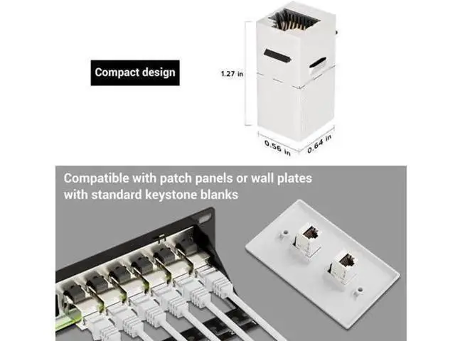 Alt view image 7 of 7 - 10 Pack Silver Shielded Cat6 RJ45 Inline Coupler, STP Female to Female Keystone Insert Ethernet Extension Connector, 10Gbps Network Cable Extender Compatible with Cat6/Cat5e/Cat5