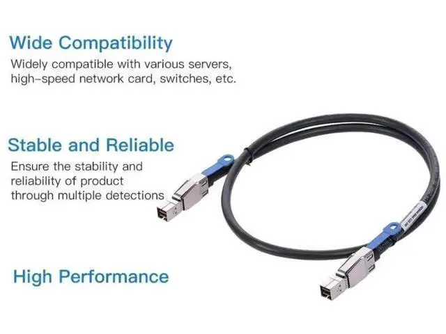 Alt view image 3 of 6 - 0.5M Mini SAS HD Storage Cable, Dual SFF-8644 Male to Male High Density Server RAID Interconnect Cable