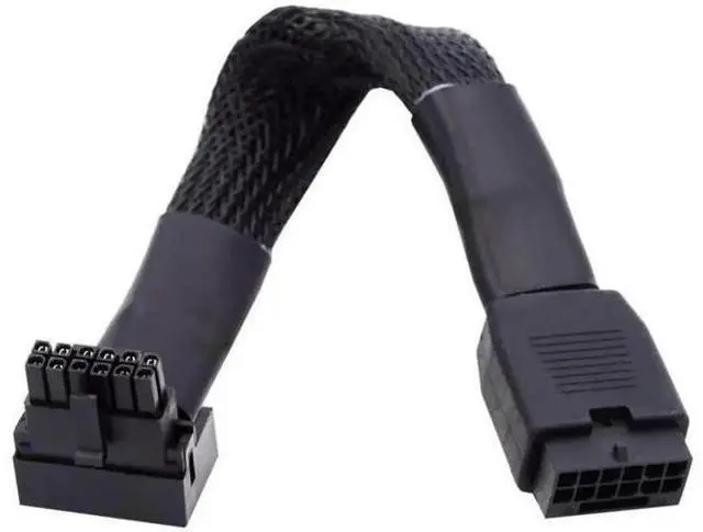 Main image of ATX 3.0 PCIe 5.0 12VHPWR Male to Female 90° Down-Angled GPU Sleeved Extension Cable, 600W 16Pin(12+4) Power Extender