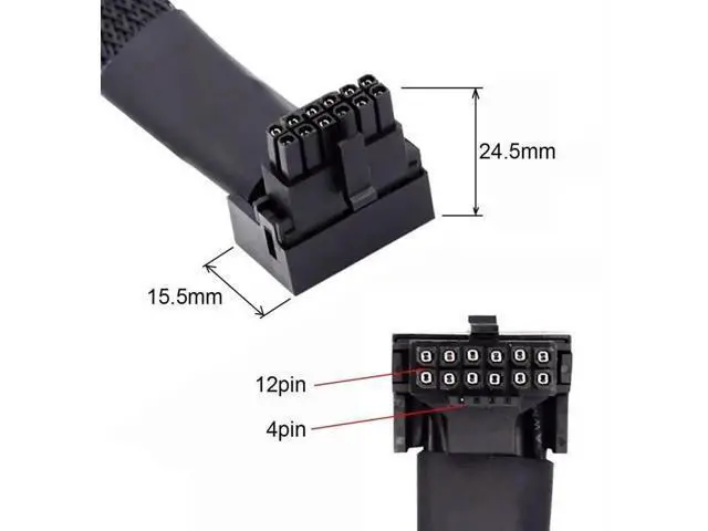 Alt view image 2 of 7 - ATX 3.0 PCIe 5.0 12VHPWR Male to Female 90° Down-Angled GPU Sleeved Extension Cable, 600W 16Pin(12+4) Power Extender