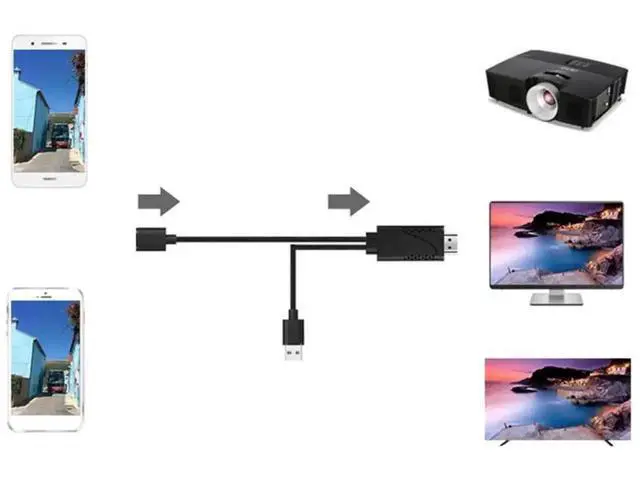 Alt view image 2 of 3 - 2-in-1 USB Female to HDMI Male Mirroring Cable, USB Male Power Supply, Support 1080P HD Screen Casting for HDTV