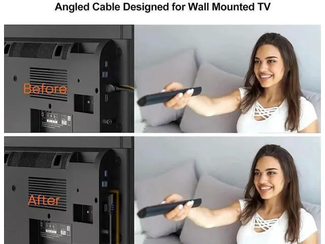 Alt view image 4 of 6 - 3FT 90 Degree Right Angle HDMI Male to Male Cable, Supports 4K@60Hz & 3D Ultra HD for TV Monitor Laptop