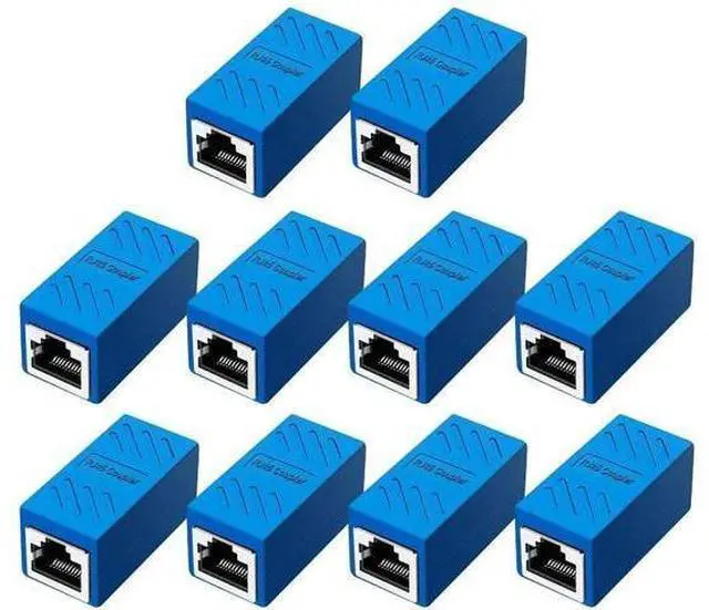 Main image of 10 Pack Blue Ethernet Coupler, Female to Female RJ45 Inline Extender Connector, Cat5e Cat5 Cat6 Cat7 Ethernet Cable Joiner for LAN Cable Extension