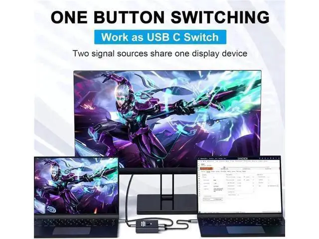 Alt view image 3 of 7 - Bi-Directional USB-C KVM Switch 2 in 1 / 1 in 2, Support 8K@60Hz Video & 10Gbps Data, Compatible with Thunderbolt 3/4 USB-C Devices