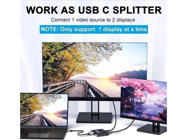Alt view image 4 of 7 - Bi-Directional USB-C KVM Switch 2 in 1 / 1 in 2, Support 8K@60Hz Video & 10Gbps Data, Compatible with Thunderbolt 3/4 USB-C Devices