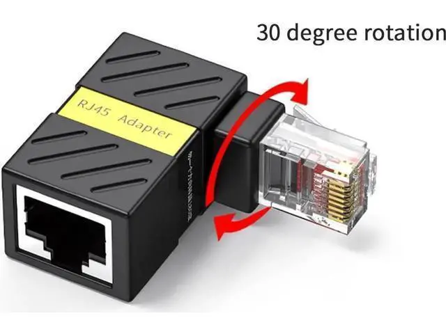 Alt view image 2 of 7 - 2 Pack 360° Rotatable Right Angle RJ45 Male to Female Adapter, 90 Degree Cat5/Cat6 Ethernet LAN Cable Extender Connector for Tight Space Wiring