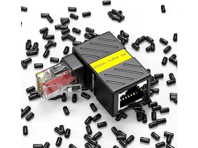 Alt view image 6 of 7 - 2 Pack 360° Rotatable Right Angle RJ45 Male to Female Adapter, 90 Degree Cat5/Cat6 Ethernet LAN Cable Extender Connector for Tight Space Wiring