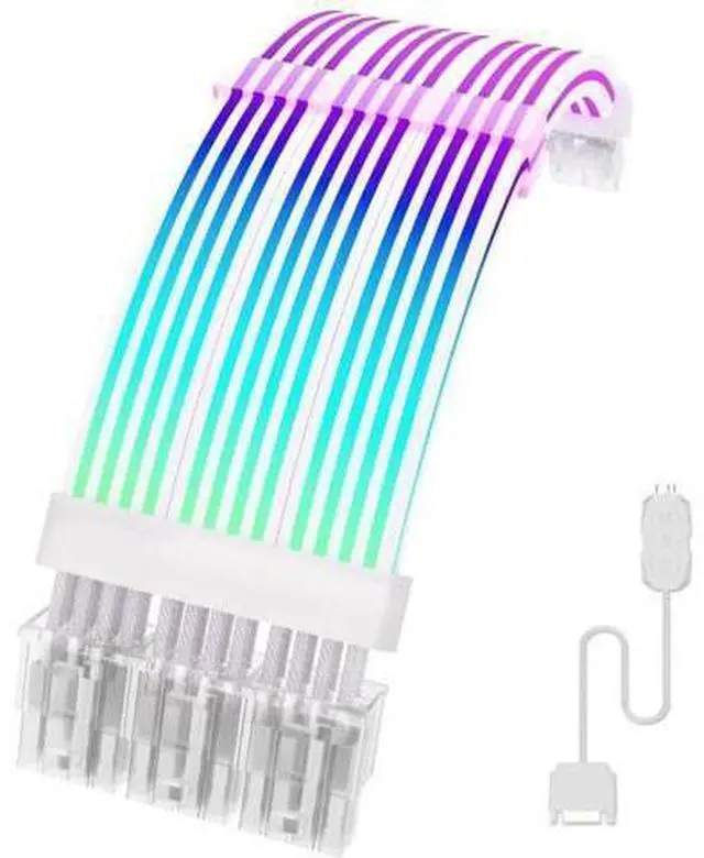 Main image of White 3×8(6+2)Pin ARGB PCIe GPU Extension Cable, Four-Sided Luminous Light Strip, 5V 3-Pin Addressable RGB Sync Strimer Cable for Custom PC Builds