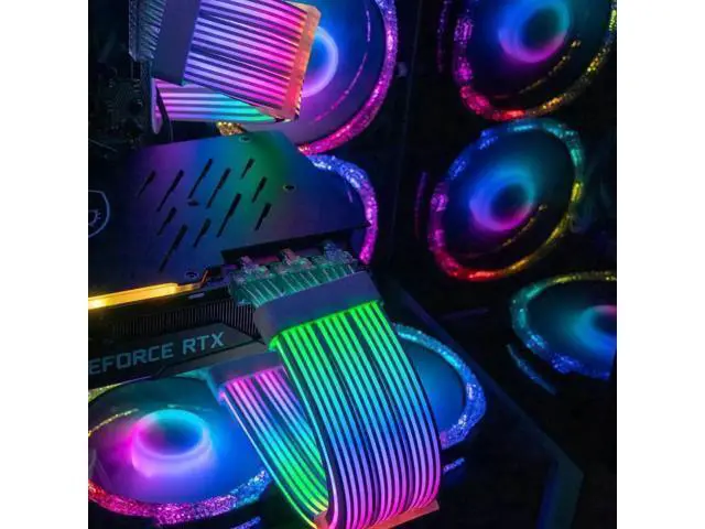 Alt view image 2 of 7 - White 3×8(6+2)Pin ARGB PCIe GPU Extension Cable, Four-Sided Luminous Light Strip, 5V 3-Pin Addressable RGB Sync Strimer Cable for Custom PC Builds