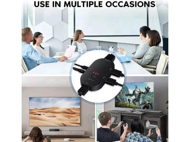 Alt view image 2 of 7 - 3 in 1 Out 8K UHD HDMI 2.1 Switch with IR Remote, 3-Port HDMI Switch Box Hub, Support 8K@60Hz, 3D, 1080P, HDCP 2.3, Compatible with PS5, PS4, Xbox, DVD Player, Fire Stick, TV, PC, Projector