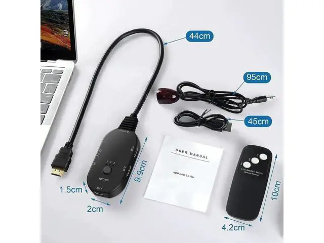 Alt view image 5 of 7 - 3 in 1 Out 8K UHD HDMI 2.1 Switch with IR Remote, 3-Port HDMI Switch Box Hub, Support 8K@60Hz, 3D, 1080P, HDCP 2.3, Compatible with PS5, PS4, Xbox, DVD Player, Fire Stick, TV, PC, Projector