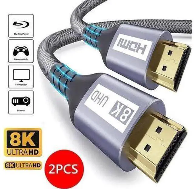 Main image of 2-Pack 6.6FT Ultra High Speed HDMI 2.1 Cable, 48Gbps Bandwidth with eARC, Supports 8K@60Hz for Monitor Smart TV Xbox PS5 Apple TV