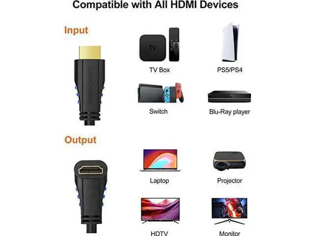 Alt view image 3 of 7 - 10FT 90 Degree Right Angle HDMI Cable Male to Male, Supports 4K@60Hz & 3D Ultra HD Video for TV Monitor Laptop