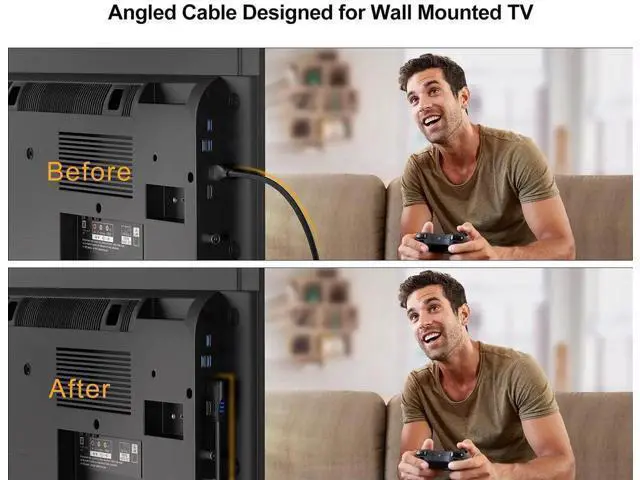 Alt view image 5 of 7 - 10FT 90 Degree Right Angle HDMI Cable Male to Male, Supports 4K@60Hz & 3D Ultra HD Video for TV Monitor Laptop