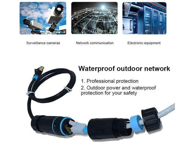 Alt view image 2 of 7 - 2 Pack Black IP68 Waterproof Shielded RJ45 Female to Female Coupler, Pure Copper Outdoor LAN Cable Extension Connector Compatible with Cat5 Cat5e Cat6 Cat7 Cat8 Ethernet Cables
