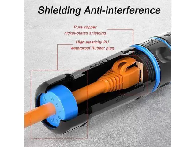 Alt view image 4 of 7 - 2 Pack Black IP68 Waterproof Shielded RJ45 Female to Female Coupler, Pure Copper Outdoor LAN Cable Extension Connector Compatible with Cat5 Cat5e Cat6 Cat7 Cat8 Ethernet Cables