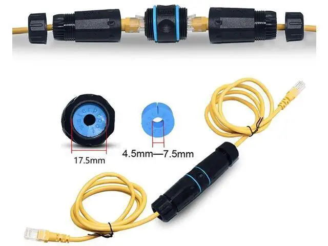 Alt view image 5 of 7 - 2 Pack Black IP68 Waterproof Shielded RJ45 Female to Female Coupler, Pure Copper Outdoor LAN Cable Extension Connector Compatible with Cat5 Cat5e Cat6 Cat7 Cat8 Ethernet Cables