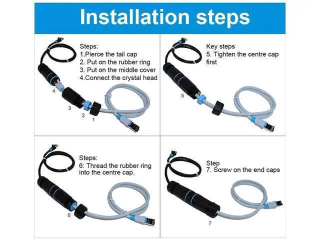 Alt view image 6 of 7 - 2 Pack Black IP68 Waterproof Shielded RJ45 Female to Female Coupler, Pure Copper Outdoor LAN Cable Extension Connector Compatible with Cat5 Cat5e Cat6 Cat7 Cat8 Ethernet Cables