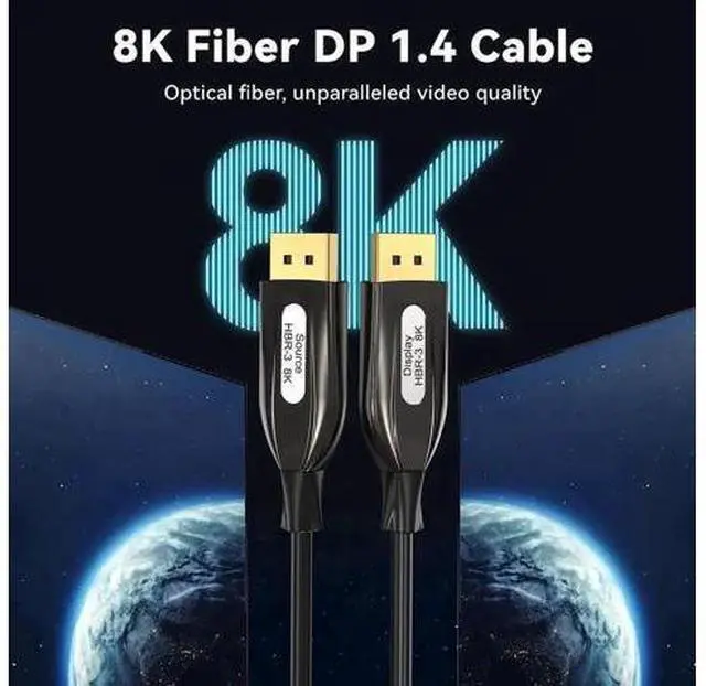 Alt view image 5 of 7 - 3.3FT Fiber Optic DP 1.4 Cable, 32.4Gbps Male to Male DisplayPort Cable Supports 8K & 4K for Laptop PC Monitor Projector