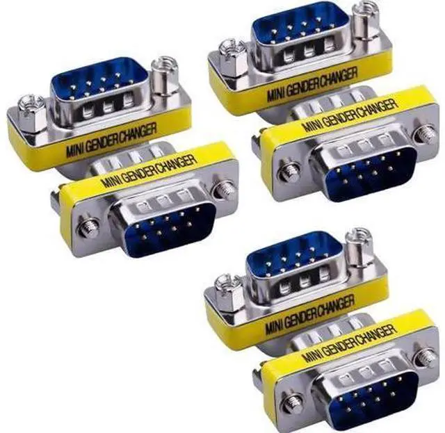 Main image of 6 Pack DB9 Male to Male RS232 Serial Gender Changer, D-SUB 9Pin Serial Port Coupler Extender Adapter for PLC, POS, Testing Instruments & Industrial Equipment